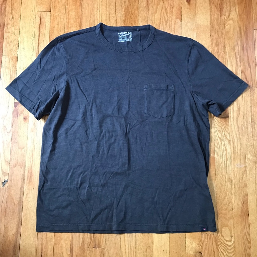 Faherty Men's Short Sleeve Pocket Tee - Charcoal Gray XXL